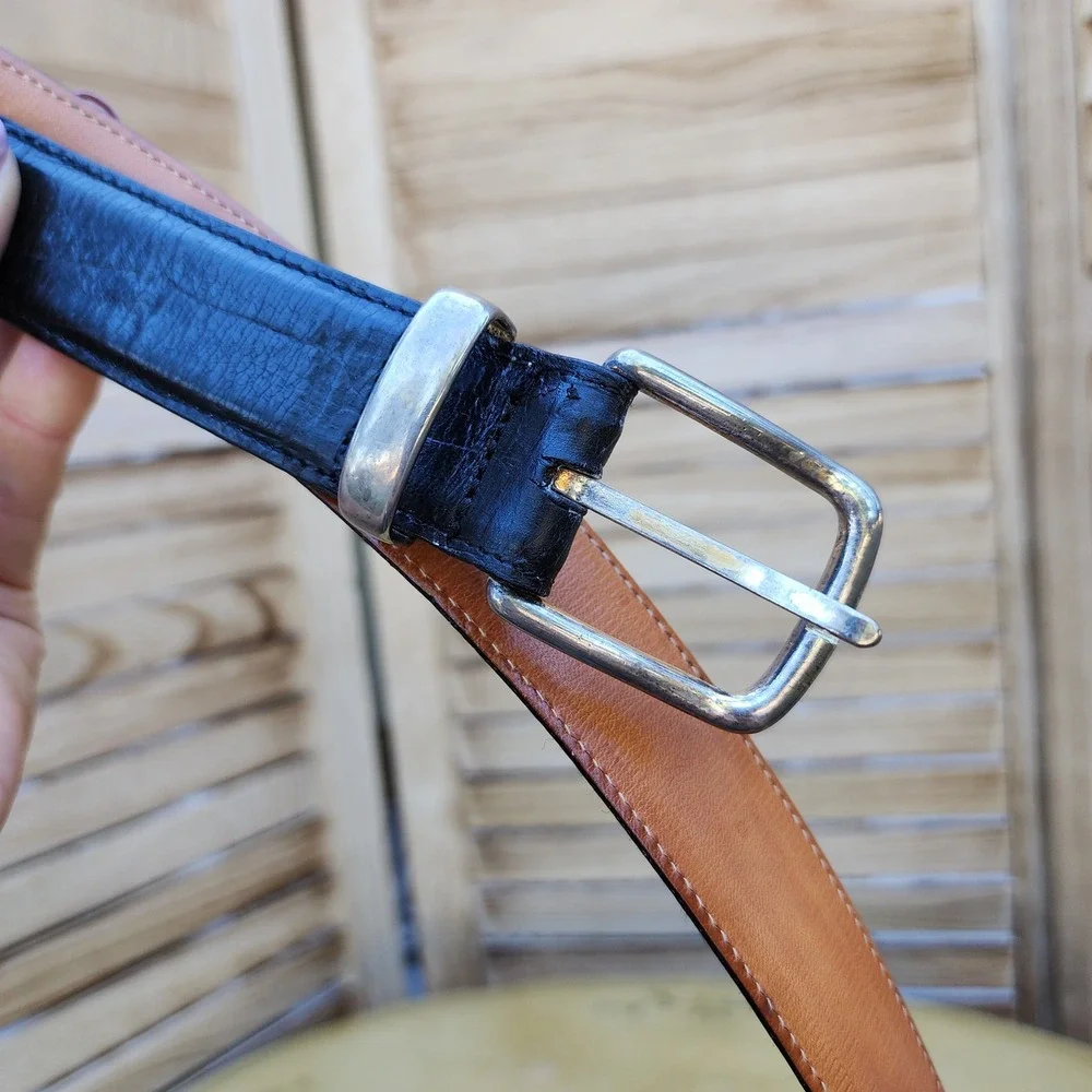 Martin Dingman Sz 42 Black Alligator Grain Italian Calfskin Western Belt Luxury